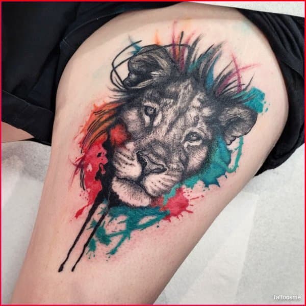 lion thigh tattoos