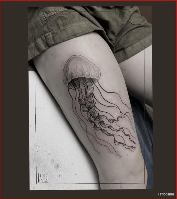 best thigh tattoos jellyfish