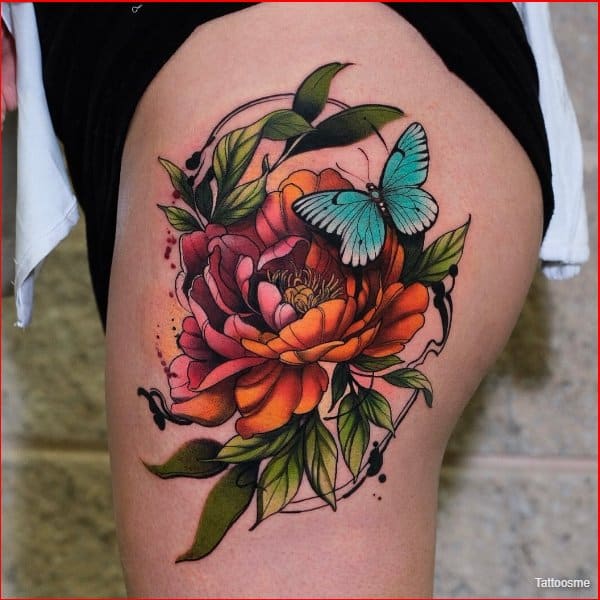 butterfly and rose thigh tattooTikTok Search