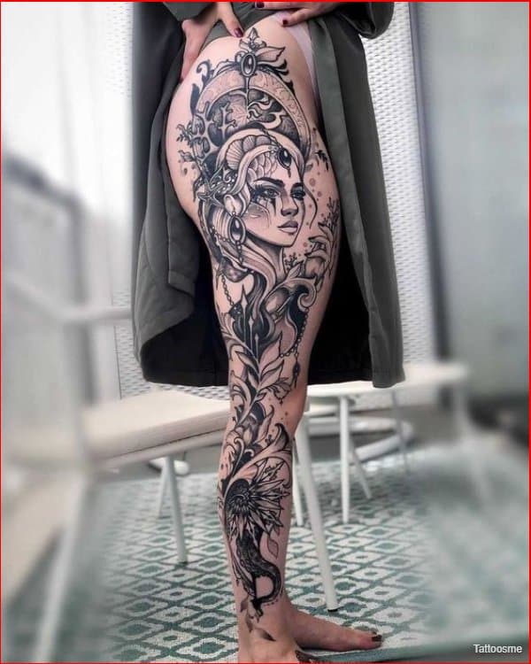 Womens Great Upper Leg Tattoo Models 2020  by tattolover  Medium