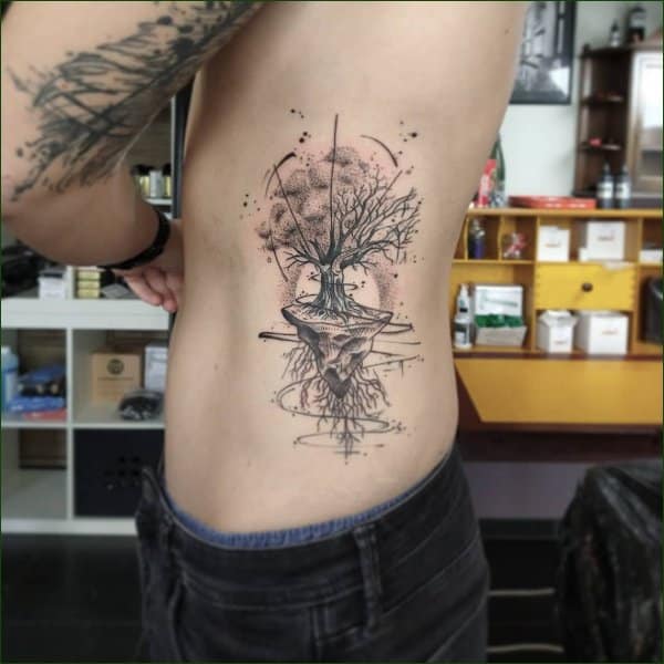 Tree tattoos on ribs