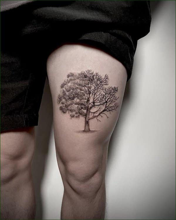 tree tattoos thigh