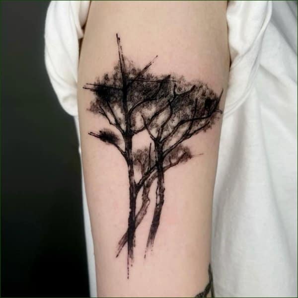 tree tattoos black and white
