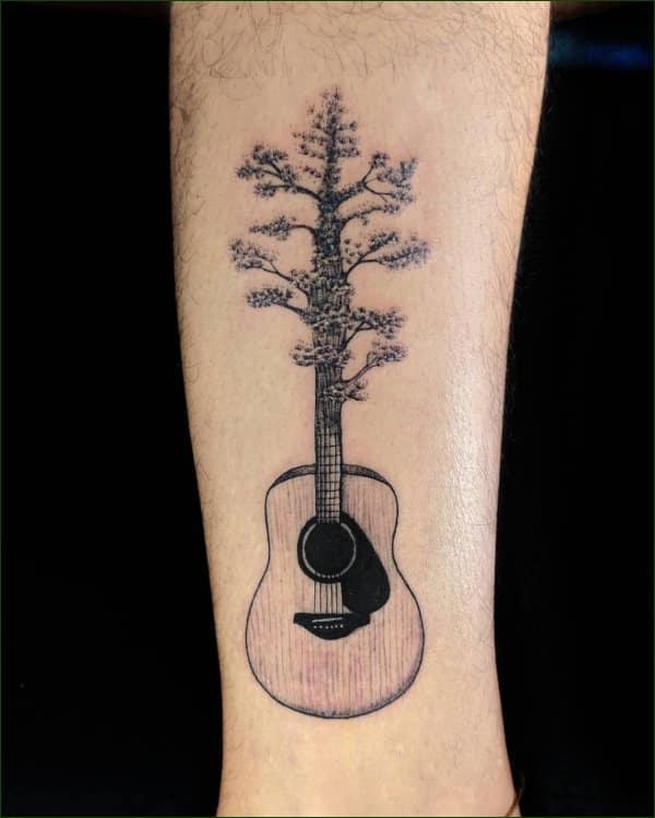 tree tattoos guitar