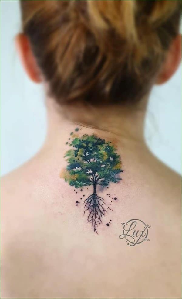 tree tattoos neck