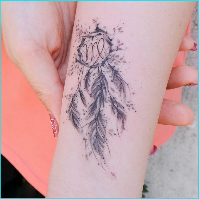 virgo tattoos with dreamcatcher