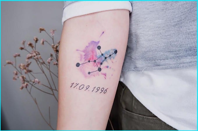 watercolor virgo constellation tattoos