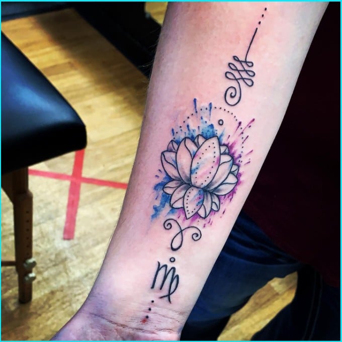 cool virgo tattoos with lotus flower