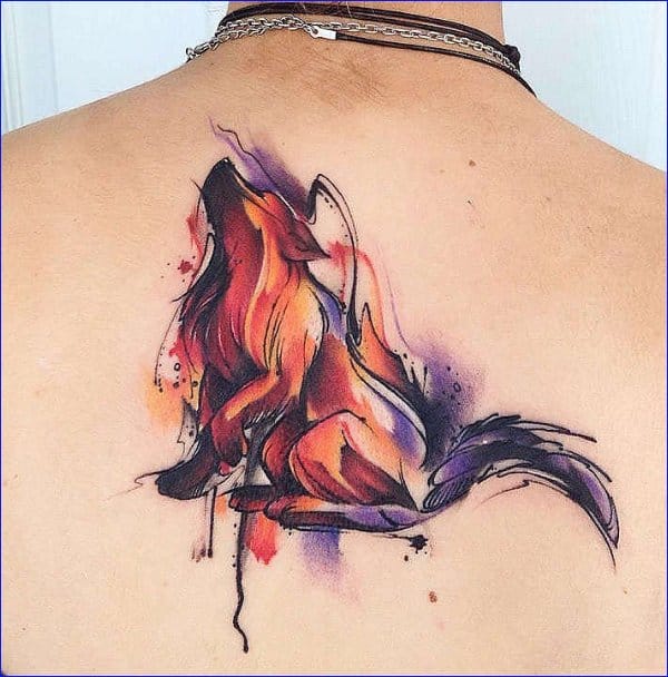 watercolor fox tattoos