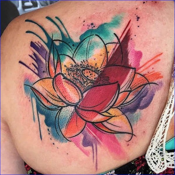 lotus flower watercolor tattoos