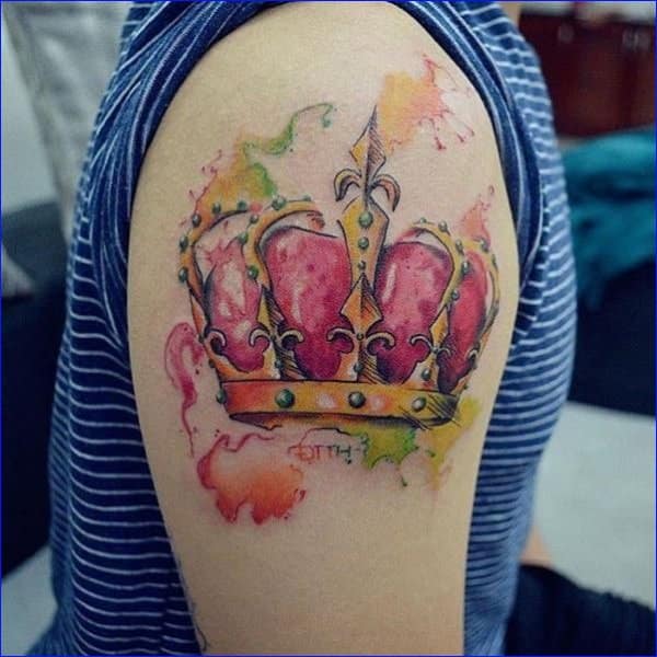 watercolor crown tattoos