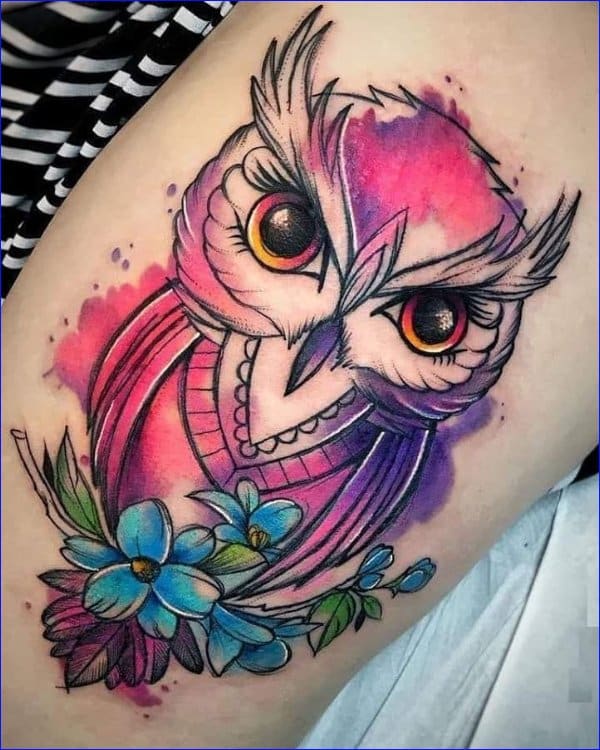 owl watercolor tattoos