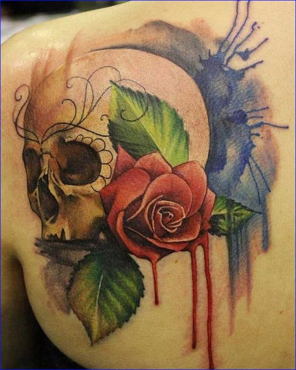 skull watercolor tattoos