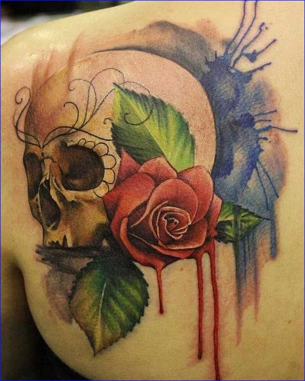 40 Watercolor Skull Tattoo Designs For Men  Colorful Ink Ideas