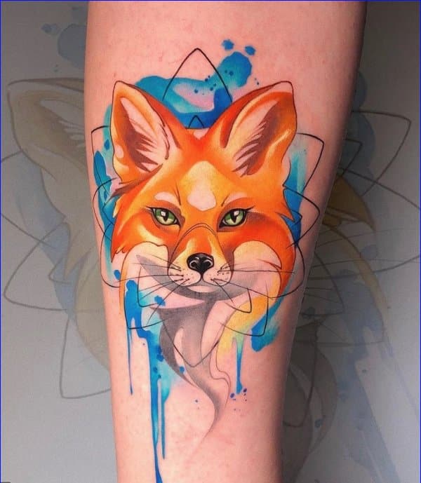 watercolor fox tattoos