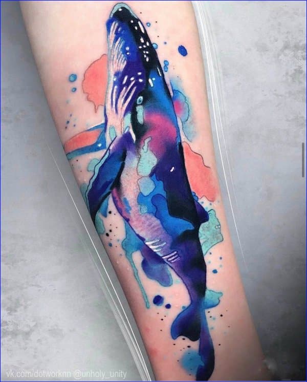 whale watercolor tattoos