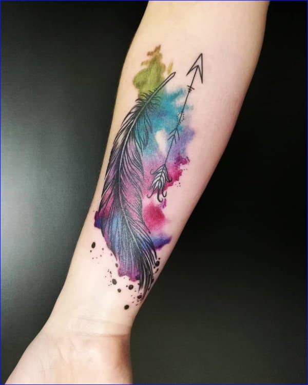 watercolor feather tattoos