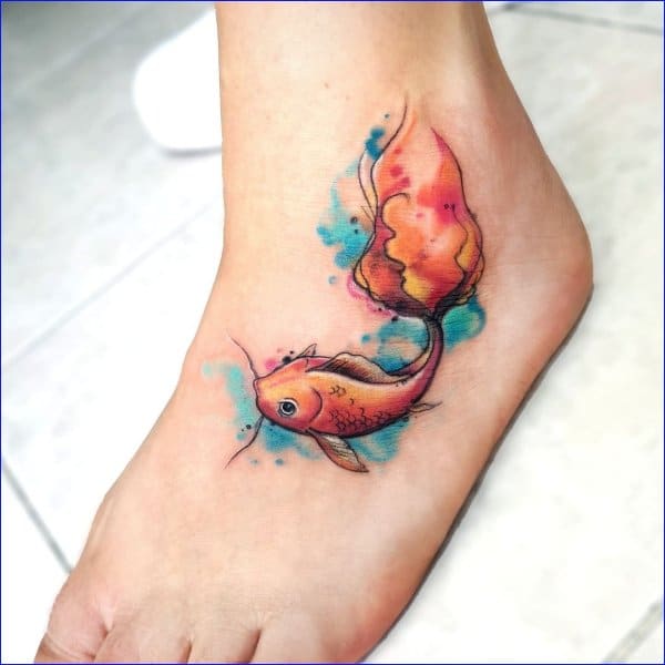 Oottati 6 Pieces Large Arm Watercolor Fish Pisces Lotus Koi Carp Blue Pink  Flower Goldfish Temporary Tattoo  Amazonae Beauty