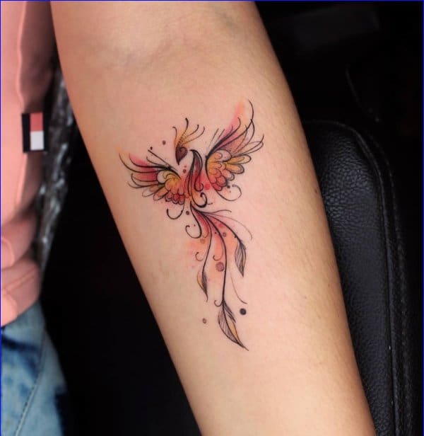 watercolor phoenix tattoos