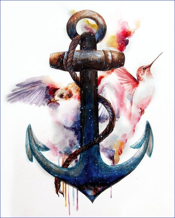 watercolor anchor tattoos