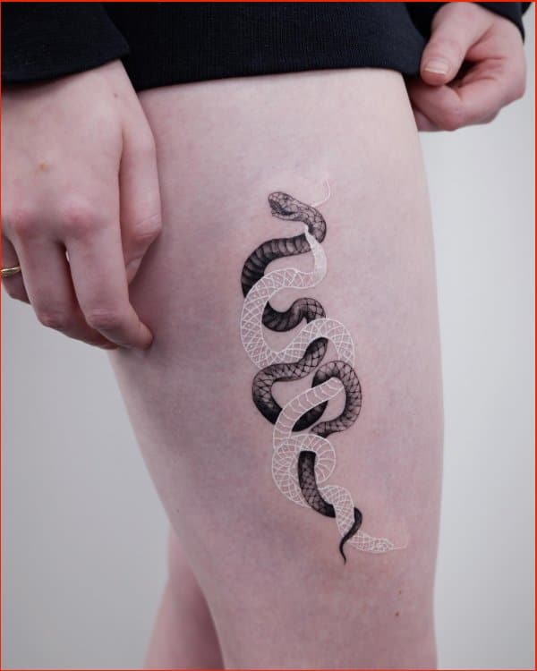 Best white ink tattoos of snakes
