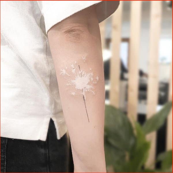 Best white ink tattoos dandelion