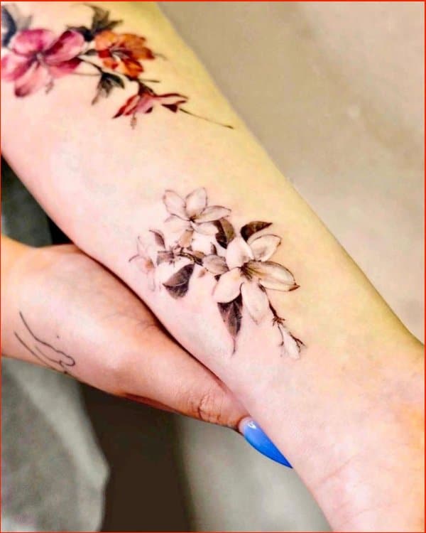 Best white ink tattoos flowers