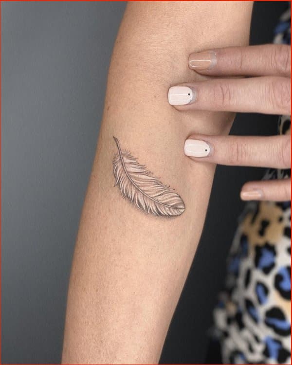 white ink feather tattoos