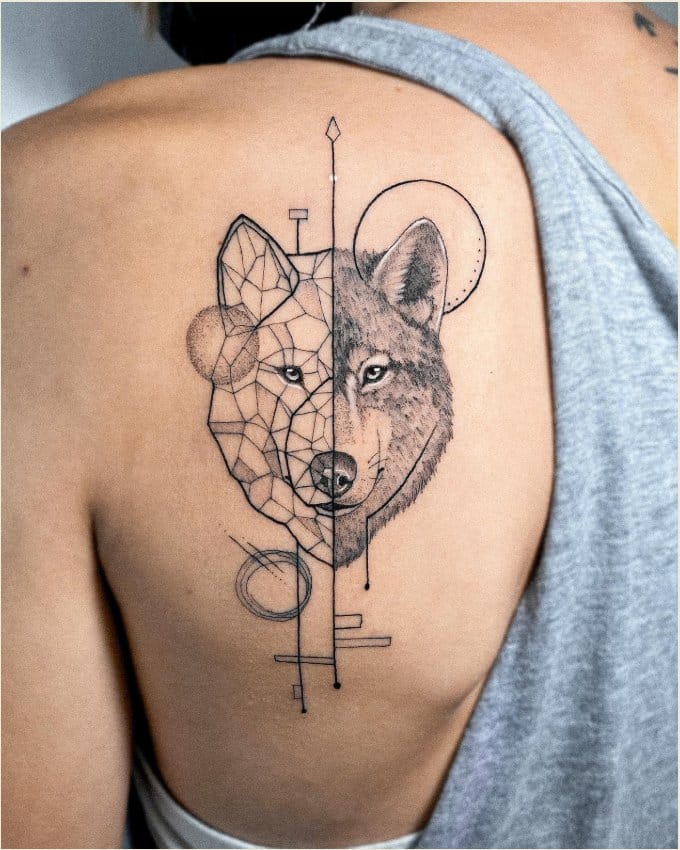 Wolf Geometric Png  Simple Geometric Wolf Tattoo Transparent Png   Transparent Png Image  PNGitem