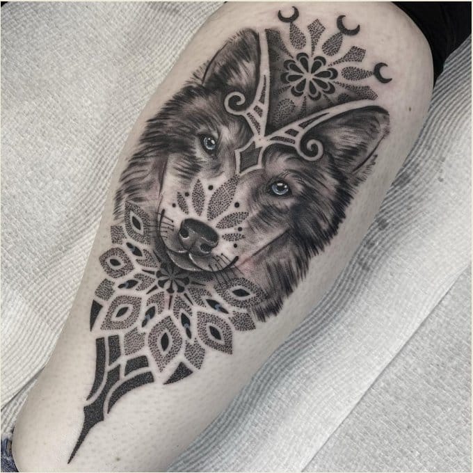 Tattoo on Twitter Beautiful mandala wolf tattoo tattoos ink inked  girlswithink girlswithtattoos inkedgirls wolf nature thigh booty  mandala shade black white bold strong cute beautiful brave bodyart  httpstcogy6PnrUx8k  X