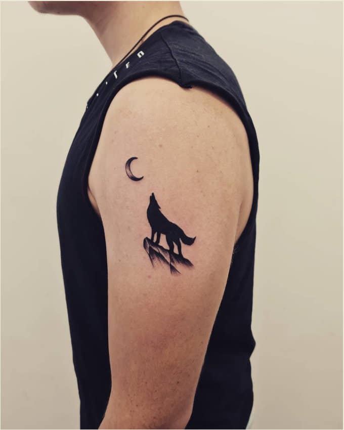 wolf moon tattoo chest