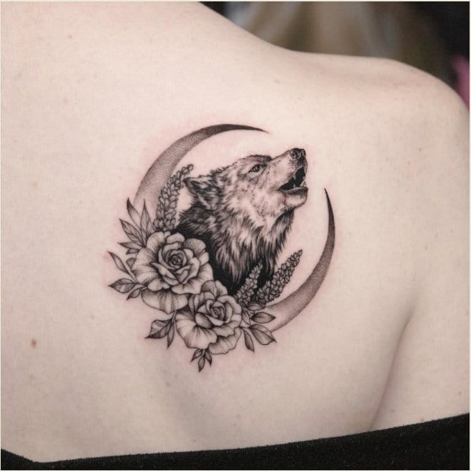 Best wolf tattoos with moon