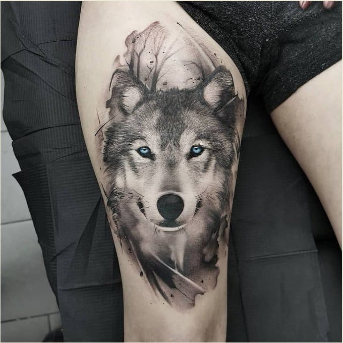 wolf moon tattoo chest