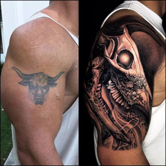 rocky's bull tattoo cover up