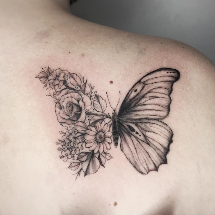 Butterfly Flower tattoo