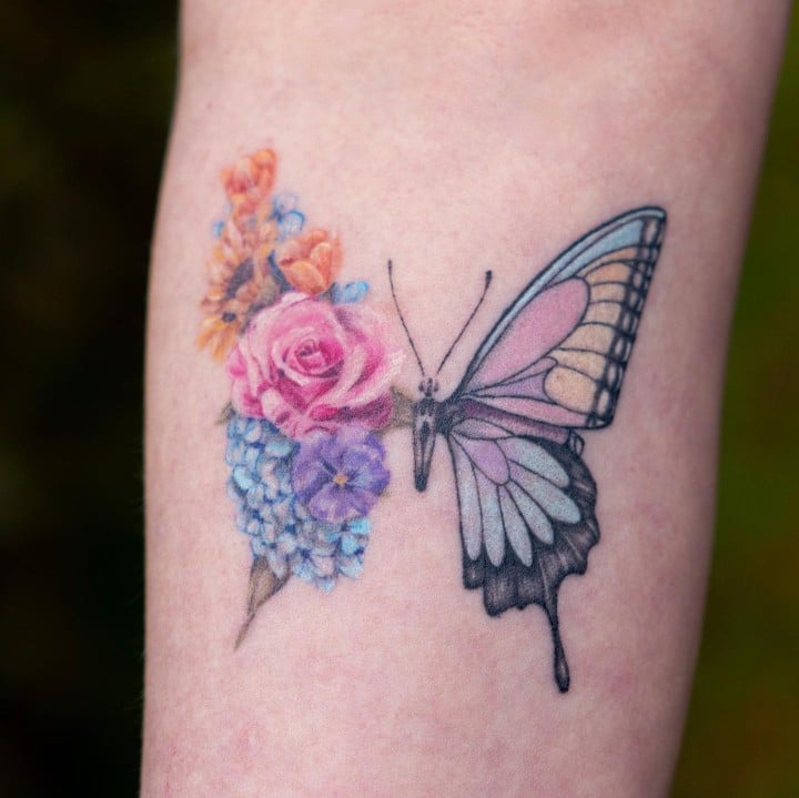 Butterfly Flower tattoo
