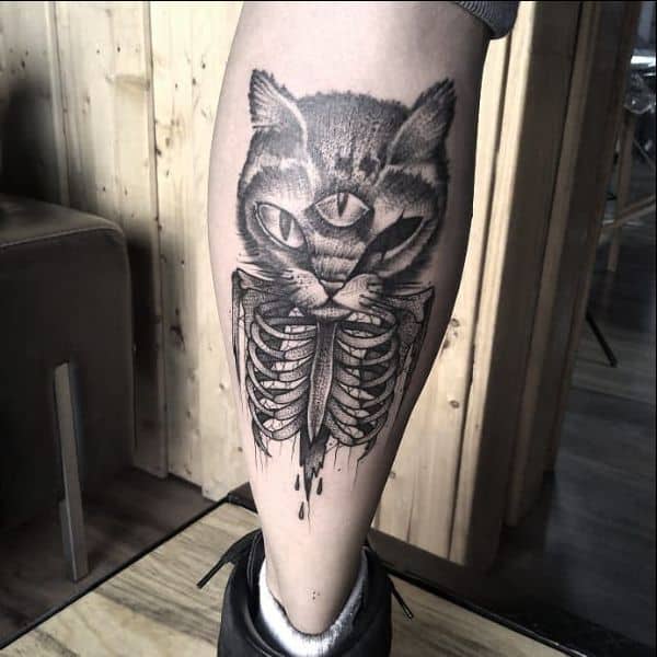 cat skull tattoos
