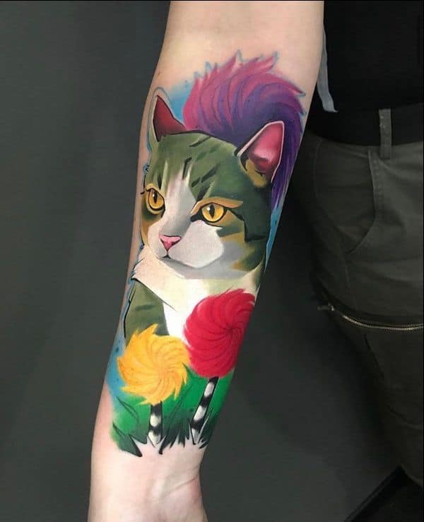 colorful cat tattoos