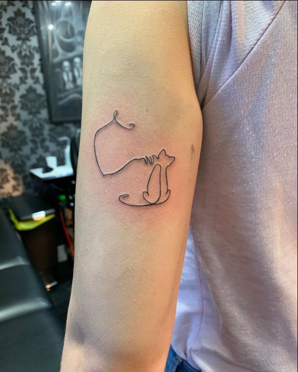 single line cat tattoos