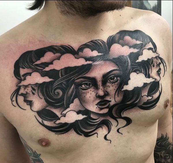 cloud tattoo on chest