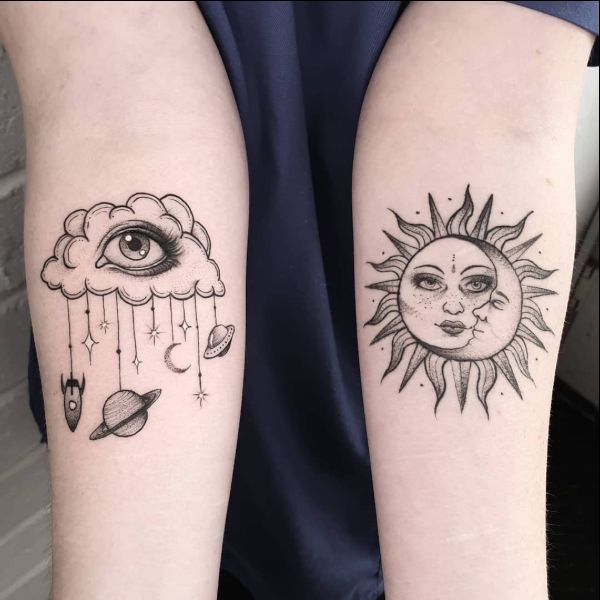 sun and cloud tattoo