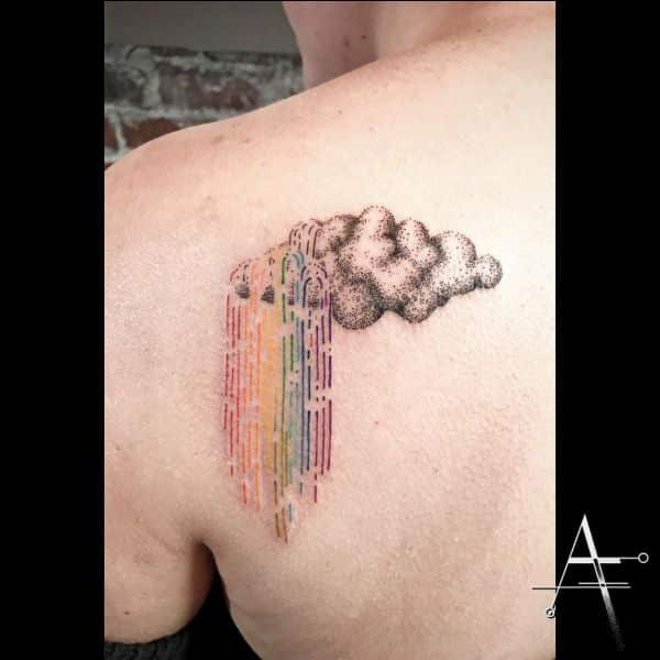 rainbow cloud tattoo