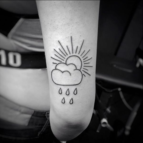 sun and clouds tattoo drawing