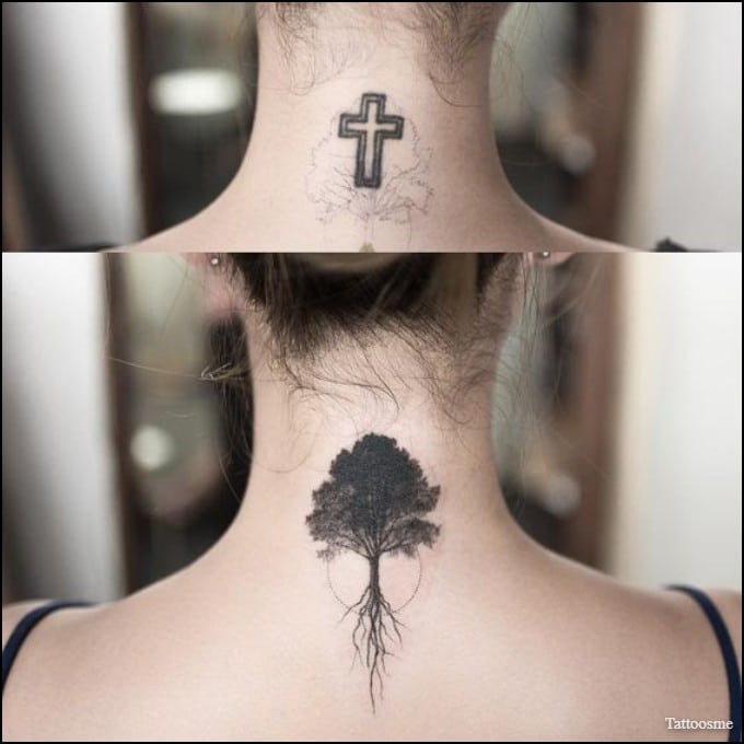 cover up tattoo ideas behind the neck 