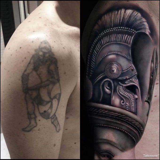tattoo cover up with warrior tattoos