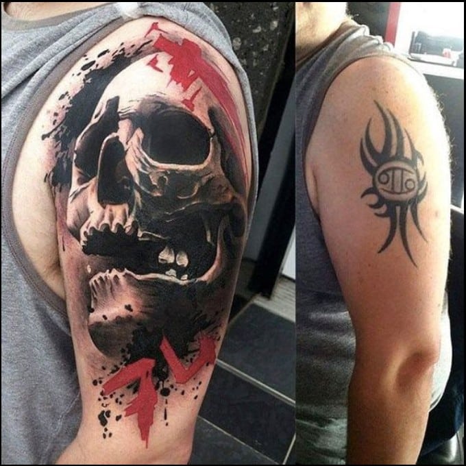 skull cover up tattoo