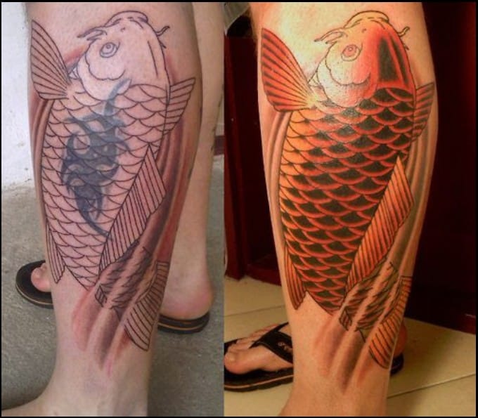 leg tattoo cover up