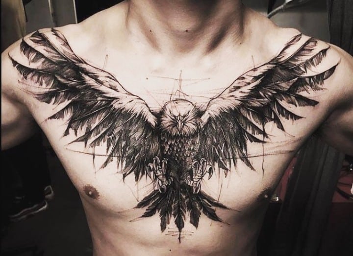 eagle chest tattoo