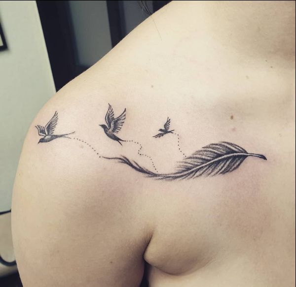 feather shoulder tattoos