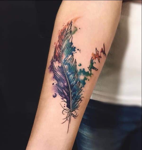 unique feather tattoos